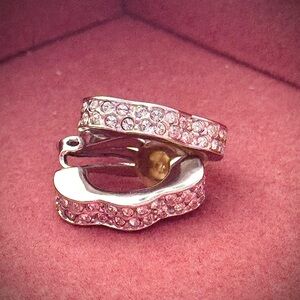 Touchstone Crystal Silver Clip On Cuff Earrings